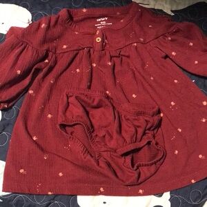 Carter's Girls' Burgundy Long-Sleeve Tunic Top - with bloomer and head Burgundy